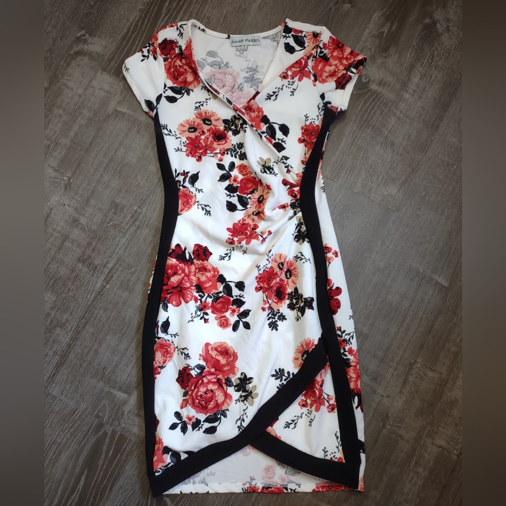 Red and White Floral Dress